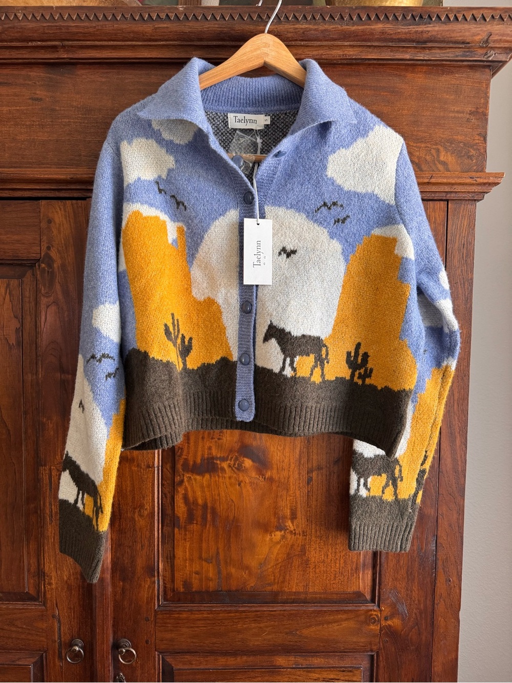 Taelynn Western Stop Horsing Around Cardigan New
